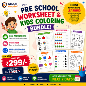 Pre School Worksheet & Kids Coloring Bundle